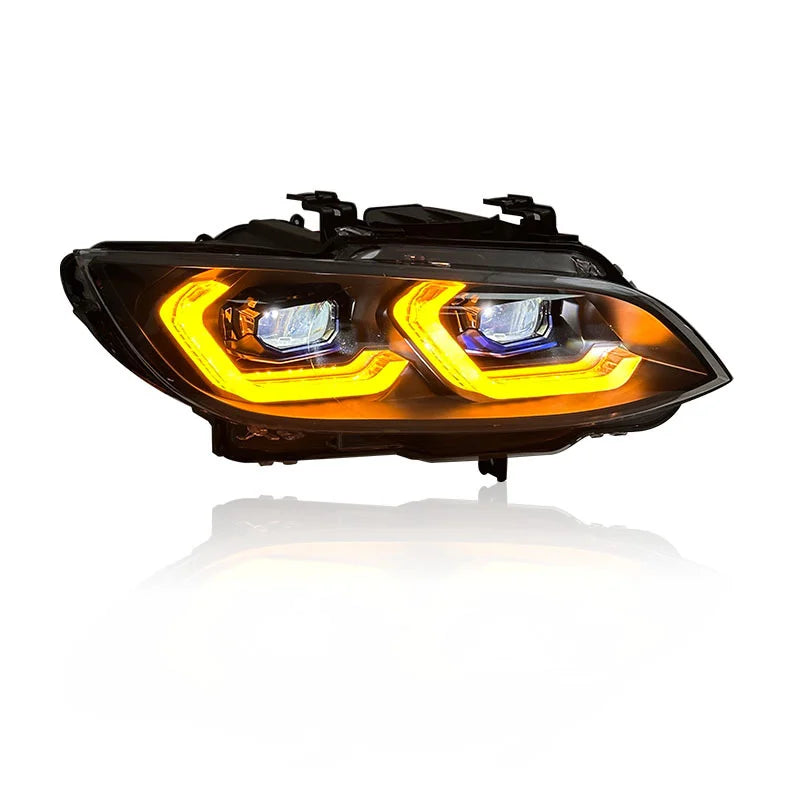 SJC Auto CSL Yellow&White Drls Head Light for BMW E9X E92 E93 M3 2006-2009 Pre Lci Laser Style Headlights 335i 330i Front Lights