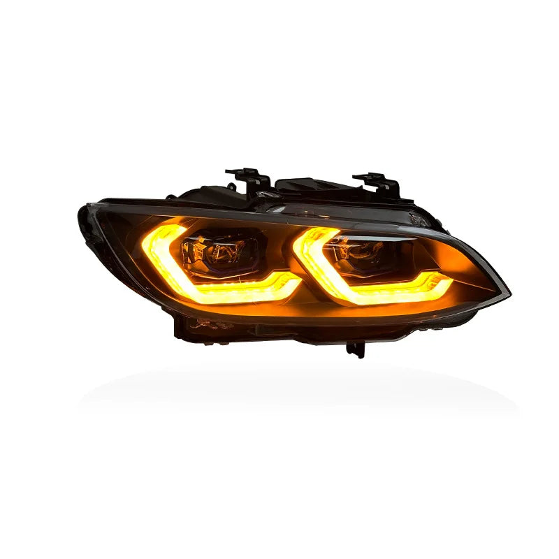 SJC Auto CSL Yellow&White Drls Head Light for BMW E9X E92 E93 M3 2006-2009 Pre Lci Laser Style Headlights 335i 330i Front Lights