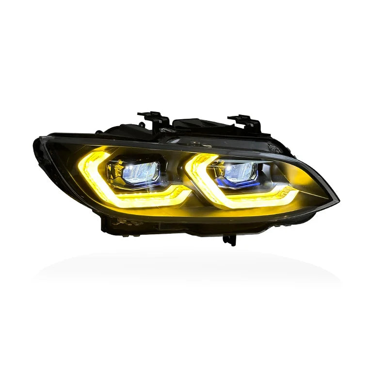 SJC Auto CSL Yellow&White Drls Head Light for BMW E9X E92 E93 M3 2006-2009 Pre Lci Laser Style Headlights 335i 330i Front Lights