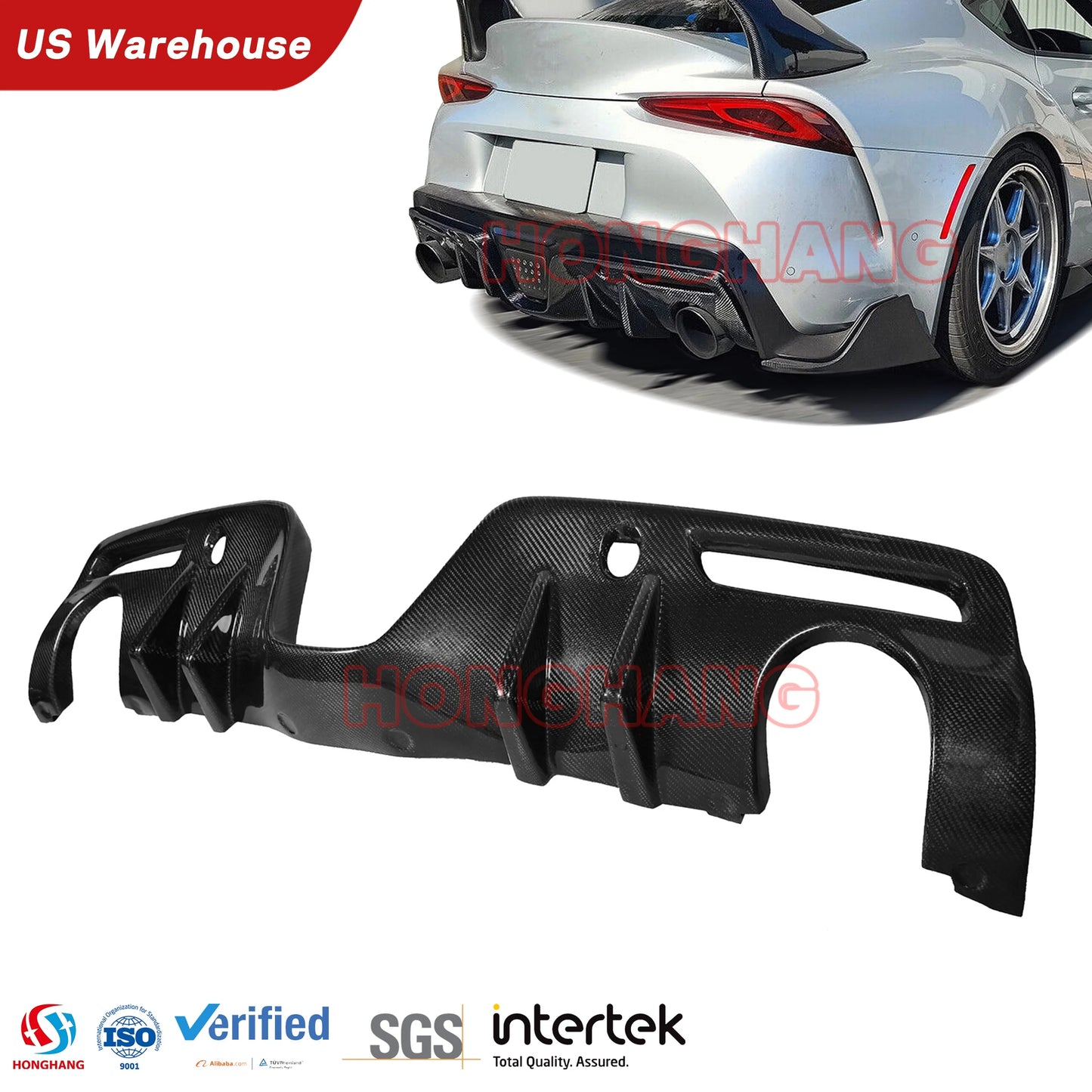 Carbon Fiber Rear Bumper Diffuser Lip for Toyota Supra A90 Coupe 2 Door 2019 - 2021