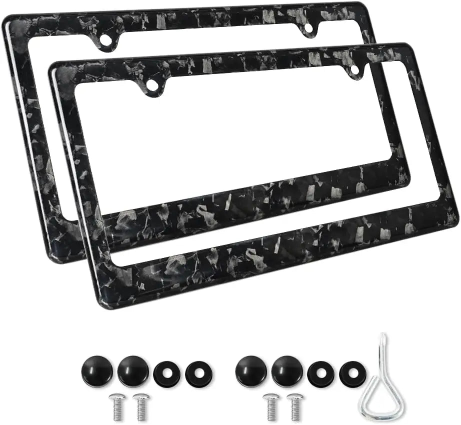 2-Hole Forged Carbon License Plate Frame for US-Style Vehicles Real Carbon Fiber Black License Plate Frame Cover