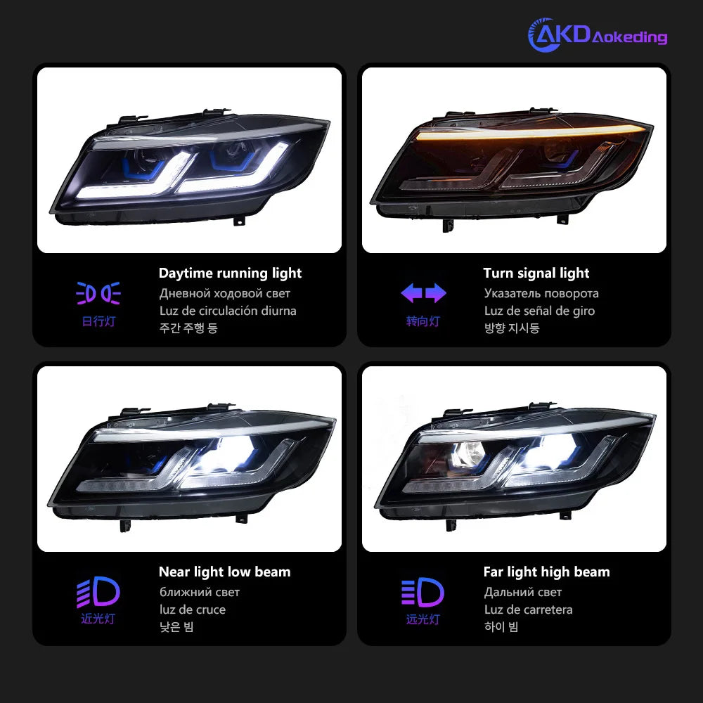 AKD Car Styling Head Lamp for BMW E90 Led Headlight Projector Lens 2005-2012 E91 320i Front Lights Signal Automotive Accessory