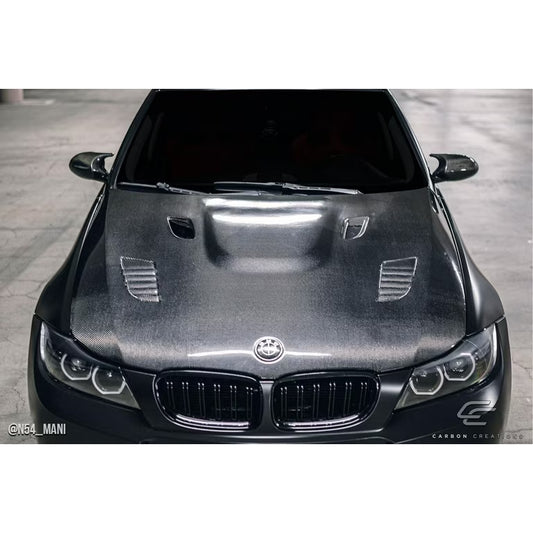 Carbon Fiber Hood with Vent for BMW E90 3 Series (2006-2011) | M3 Style Front Bonnet Replacement | OEM-Style Fit