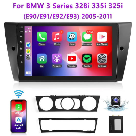 9" Touch Screen Wireless Car Radio Stereo for BMW 3 Series 328i 335i 325i (E90/E91/E92/E93) 2005-2011 With Backup Camera 2G+32G
