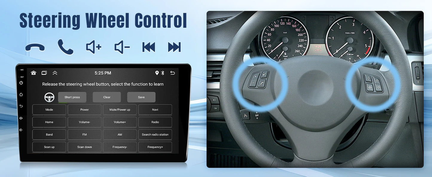 9" Touch Screen Wireless Car Radio Stereo for BMW 3 Series 328i 335i 325i (E90/E91/E92/E93) 2005-2011 With Backup Camera 2G+32G