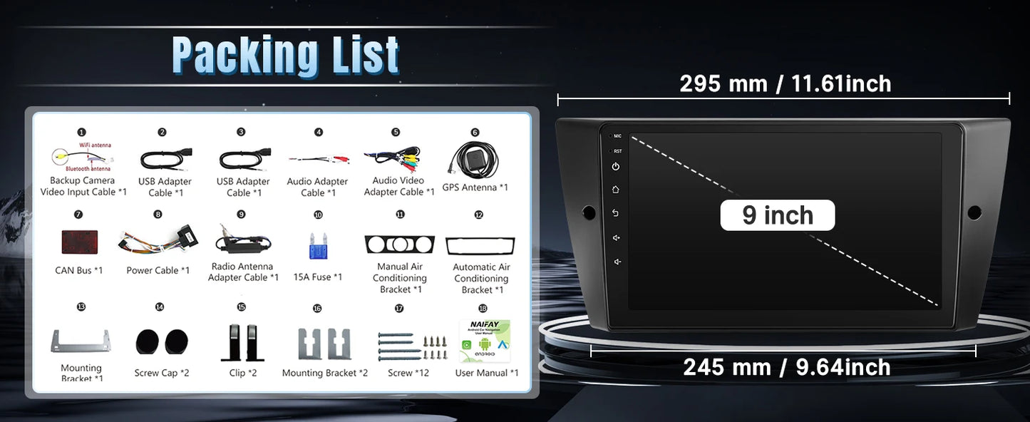 9" Touch Screen Wireless Car Radio Stereo for BMW 3 Series 328i 335i 325i (E90/E91/E92/E93) 2005-2011 With Backup Camera 2G+32G