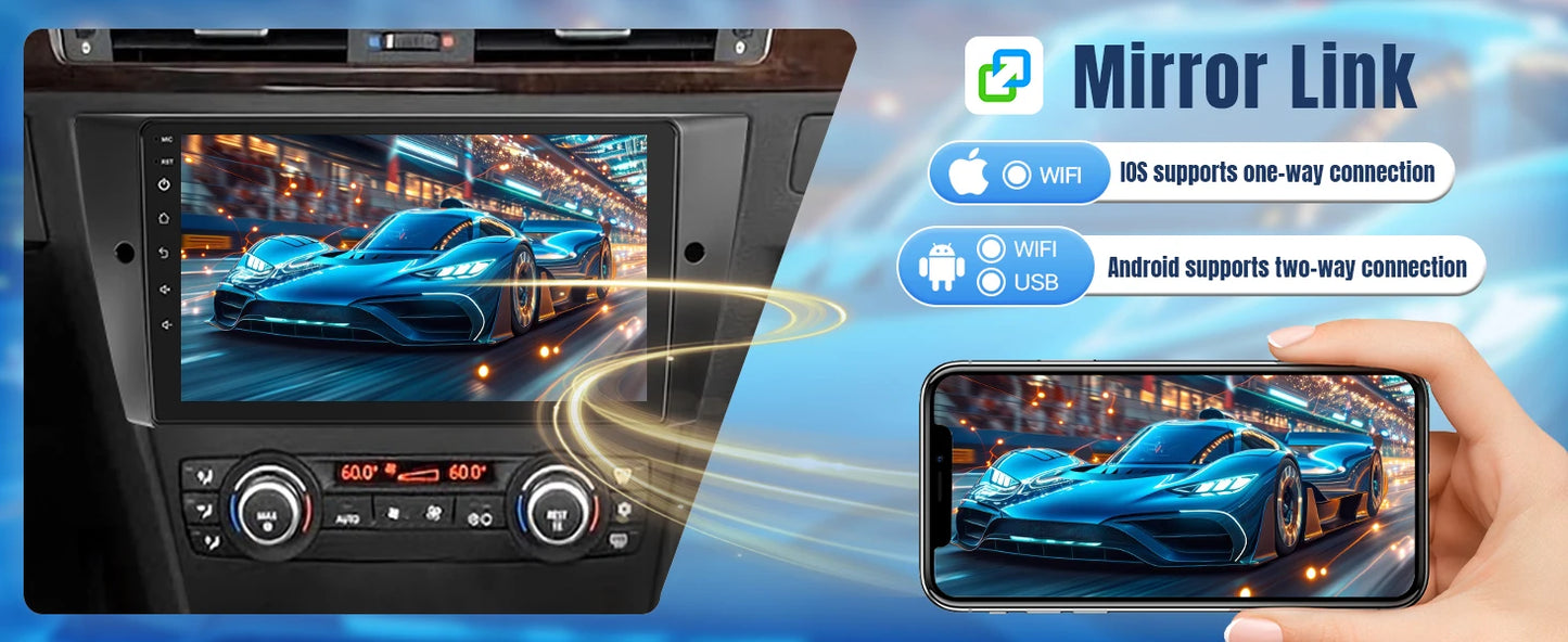 9" Touch Screen Wireless Car Radio Stereo for BMW 3 Series 328i 335i 325i (E90/E91/E92/E93) 2005-2011 With Backup Camera 2G+32G