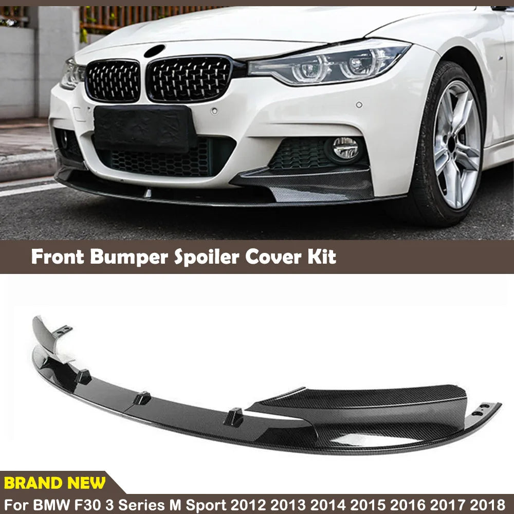 Front Bumper Spoiler Lip for 2012-2018 BMW F30 3 Series M Sport Carbon Fiber