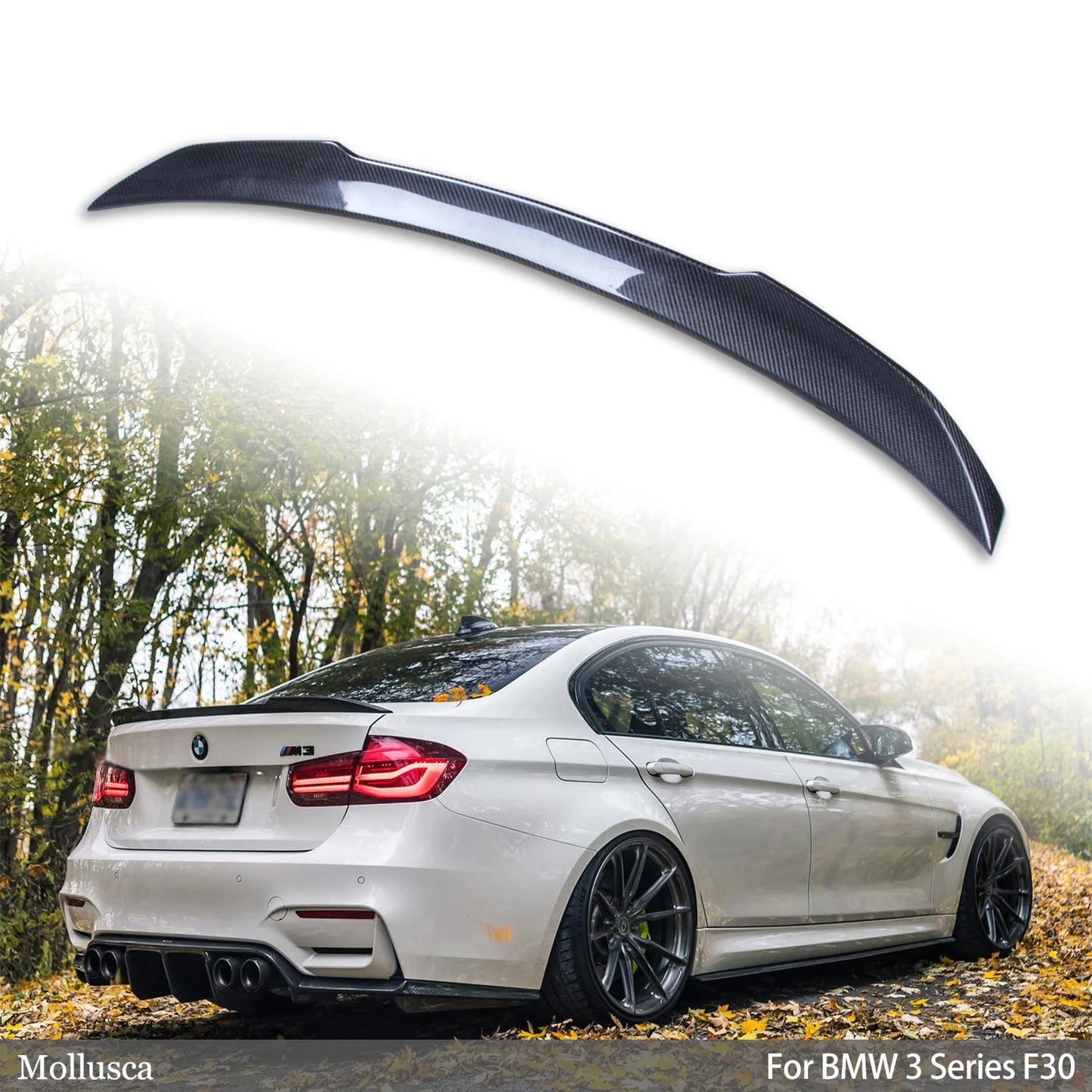 For BMW 3 Series F30/M3 F80 Sedan CS Style Carbon Fiber Rear Spoiler Trunk Wing 2011-2019
