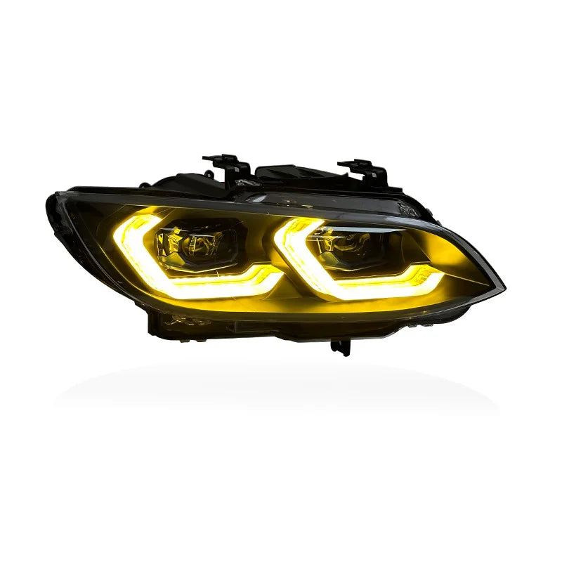 SJC Auto CSL Yellow&White Drls Head Light for BMW E9X E92 E93 M3 2006-2009 Pre Lci Laser Style Headlights 335i 330i Front Lights