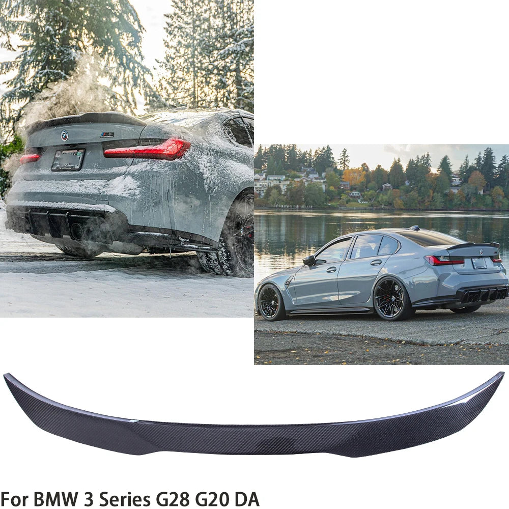 For BMW 3 Series G20 G28&M3 G80 DA Style Carbon Fiber Rear Spoiler Trunk Wing 2018-2025