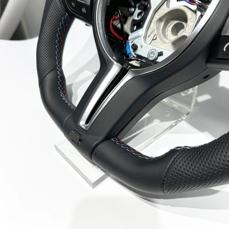 Black Napa Leather High Quality Steering Wheel for BMW M3 M5 F10 F20 F25 F30 F36 F06 F22 F21 Flat Bottom Automotive Accessories