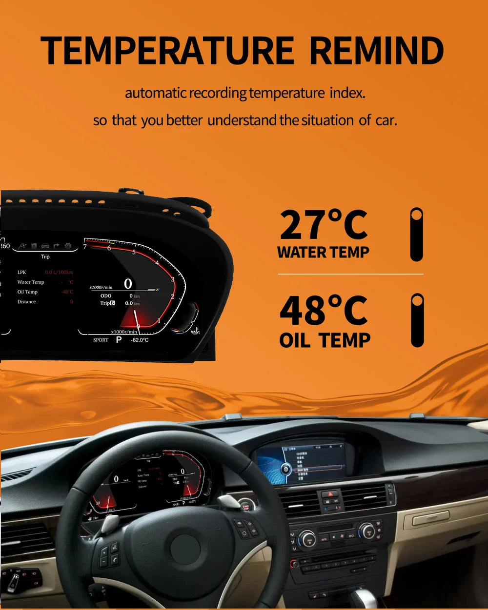 New 12.3" LCD Dashboard Speedometer for 3 Series E90-E93 Digital Instrument Cluster with HUD Linux OS Plug & Play