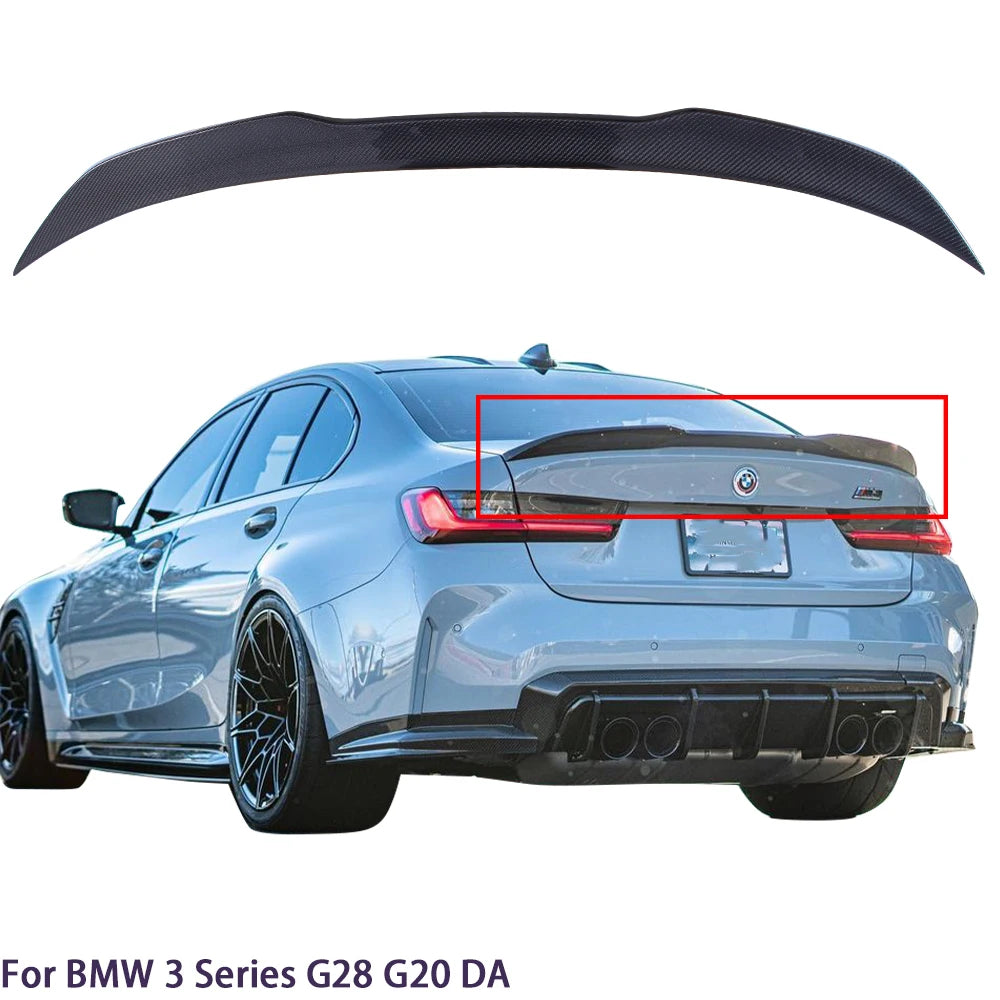 For BMW 3 Series G20 G28&M3 G80 DA Style Carbon Fiber Rear Spoiler Trunk Wing 2018-2025