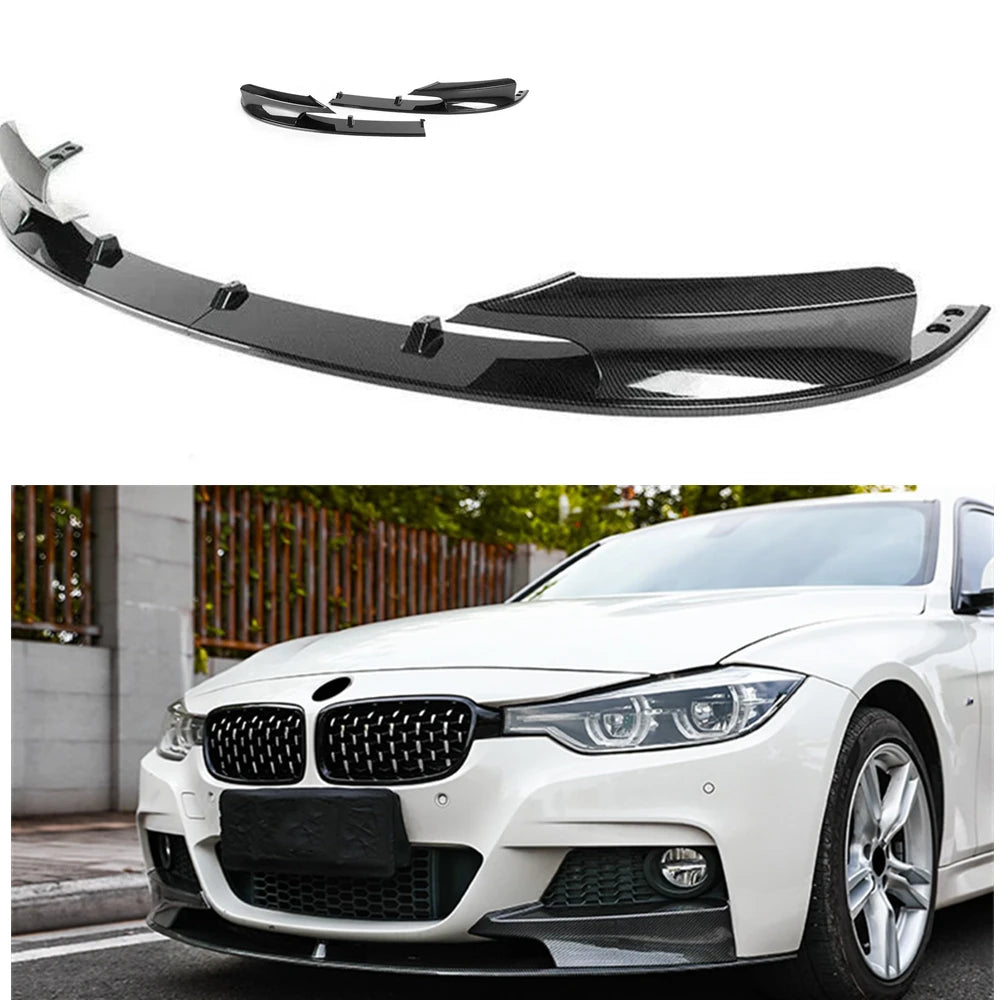 Front Bumper Spoiler Lip for 2012-2018 BMW F30 3 Series M Sport Carbon Fiber