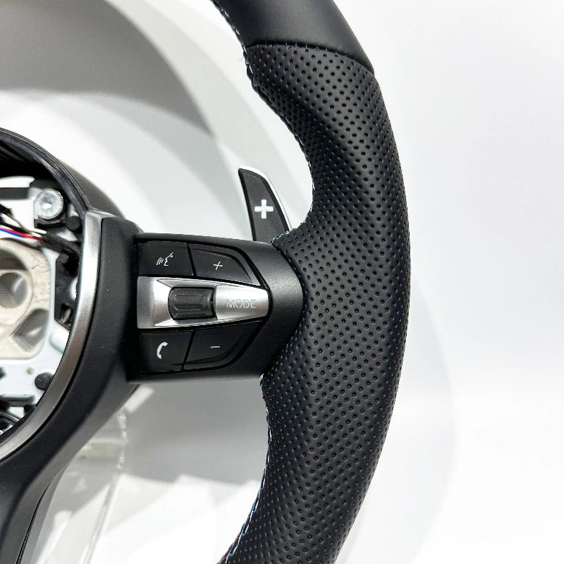 Black Napa Leather High Quality Steering Wheel for BMW M3 M5 F10 F20 F25 F30 F36 F06 F22 F21 Flat Bottom Automotive Accessories