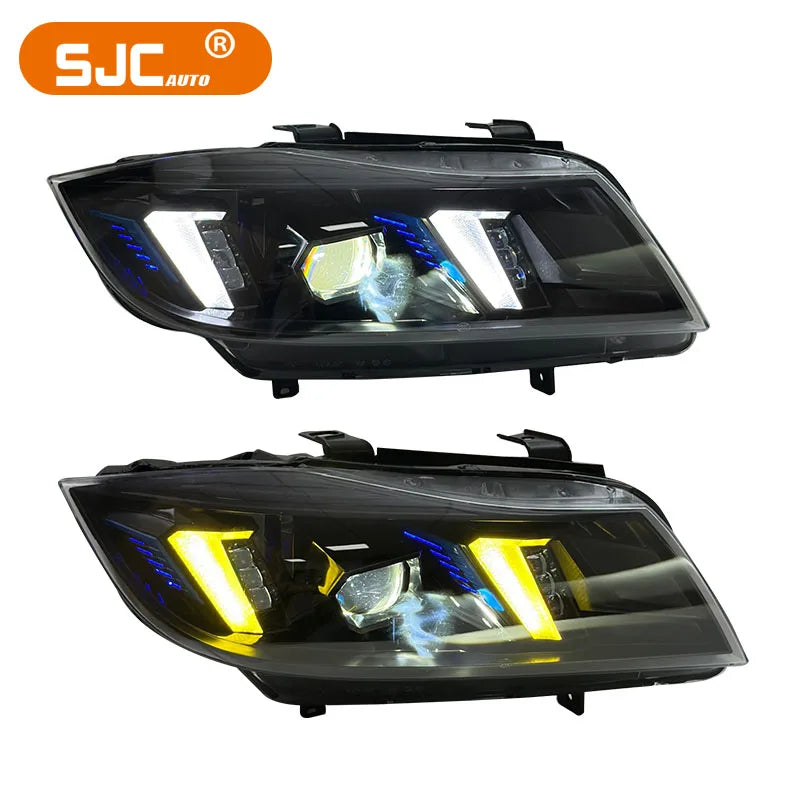 Snake Eyes Head Lights for BMW 3 Series E90 E91 2005-2012 Dual Colors Drls Headlight Yellow Drl Switch
