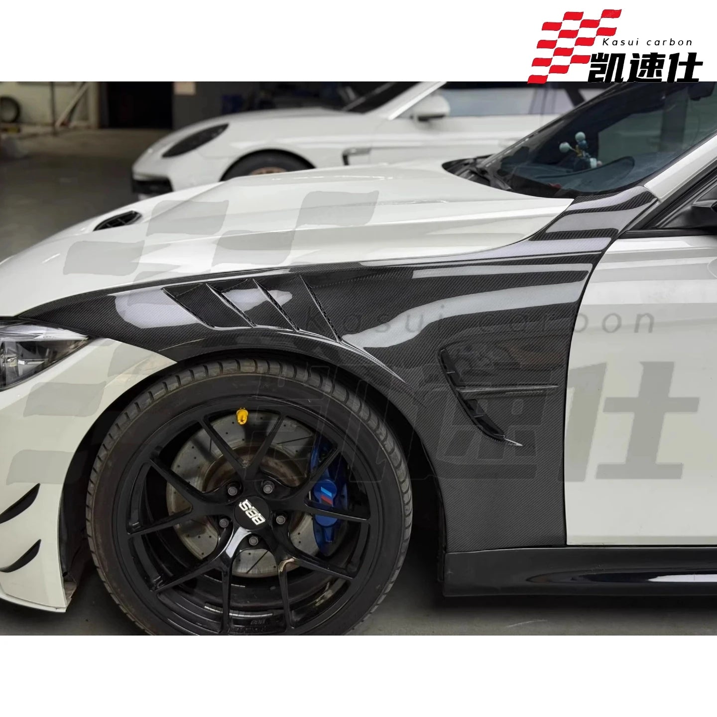KSUI Style Carbon Fiber Front Fender for BMW F80 M3 F82 M4 2014- 2018 Front Bumper Side Fender Air Vented Mudguard Car Bodykit