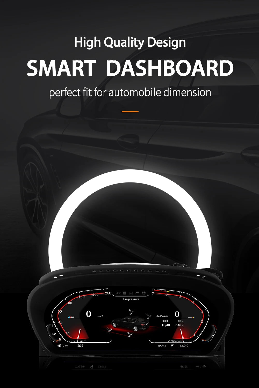 New 12.3" LCD Dashboard Speedometer for 3 Series E90-E93 Digital Instrument Cluster with HUD Linux OS Plug & Play