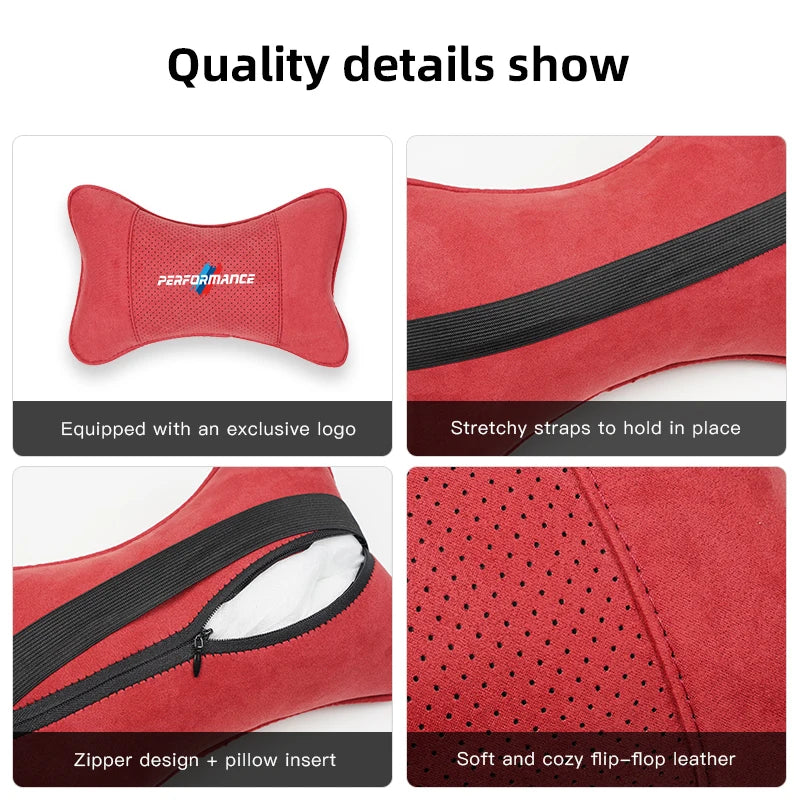 Suede Headrest Car Breathable Memory Foam Neck Pillow For BMW Performance F30 F10 X2 X3 E34 E53 GT G30 i3 F02 M3 M4 F94 F07 F34
