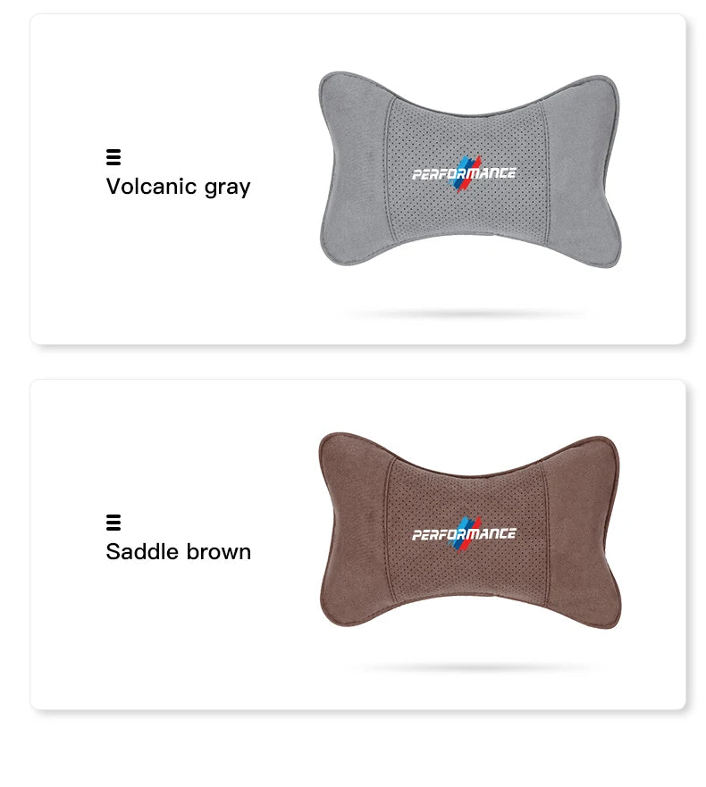 Suede Headrest Car Breathable Memory Foam Neck Pillow For BMW Performance F30 F10 X2 X3 E34 E53 GT G30 i3 F02 M3 M4 F94 F07 F34