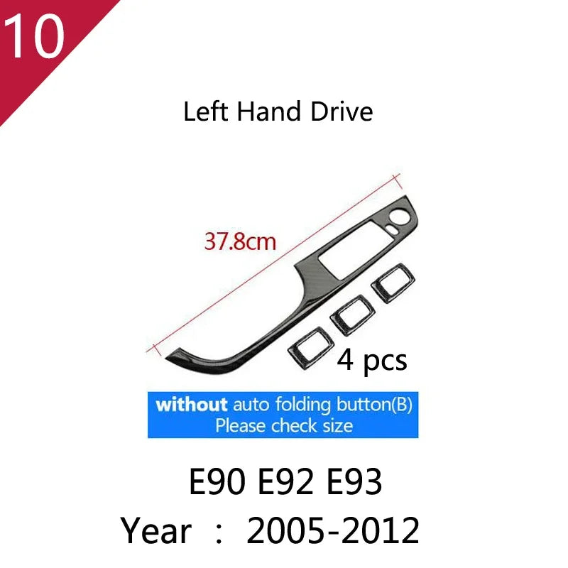 Carbon Fiber For BMW 3 Series E90 E92 E93 Inner Gearshift Air Conditioning CD Panel Door Armrest Cover Trim Sticker Accessories