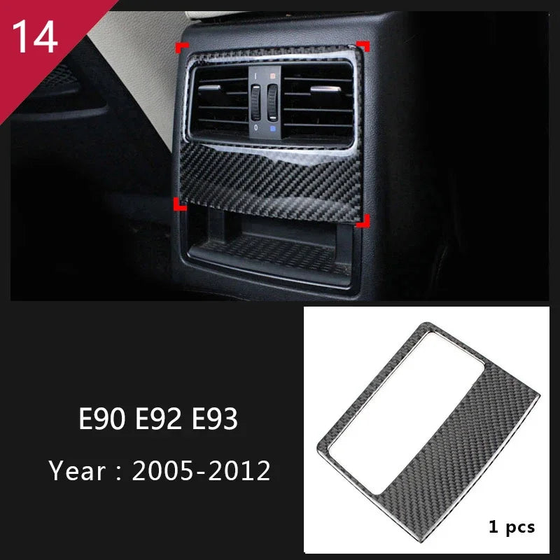 Carbon Fiber For BMW 3 Series E90 E92 E93 Inner Gearshift Air Conditioning CD Panel Door Armrest Cover Trim Sticker Accessories
