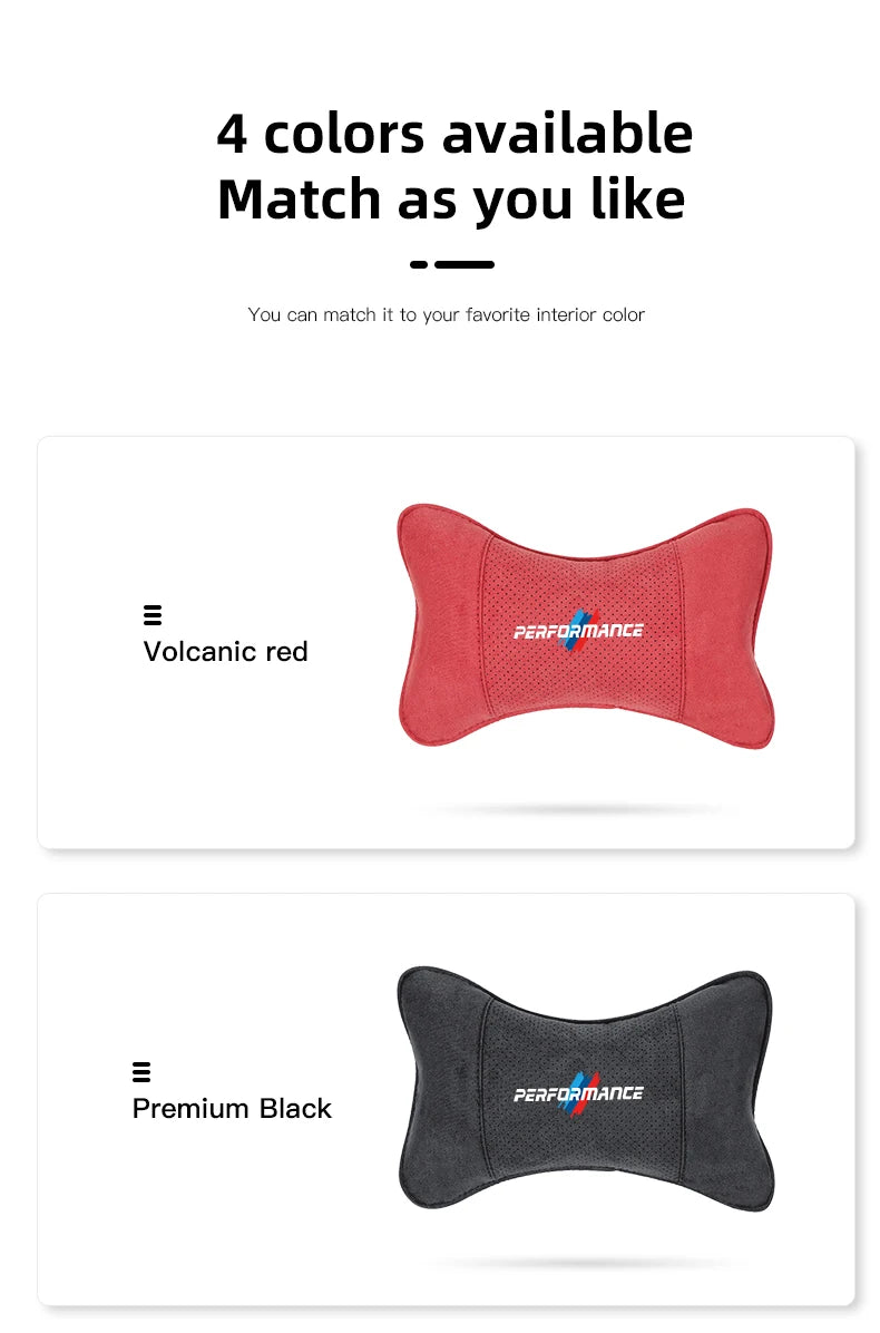 Suede Headrest Car Breathable Memory Foam Neck Pillow For BMW Performance F30 F10 X2 X3 E34 E53 GT G30 i3 F02 M3 M4 F94 F07 F34