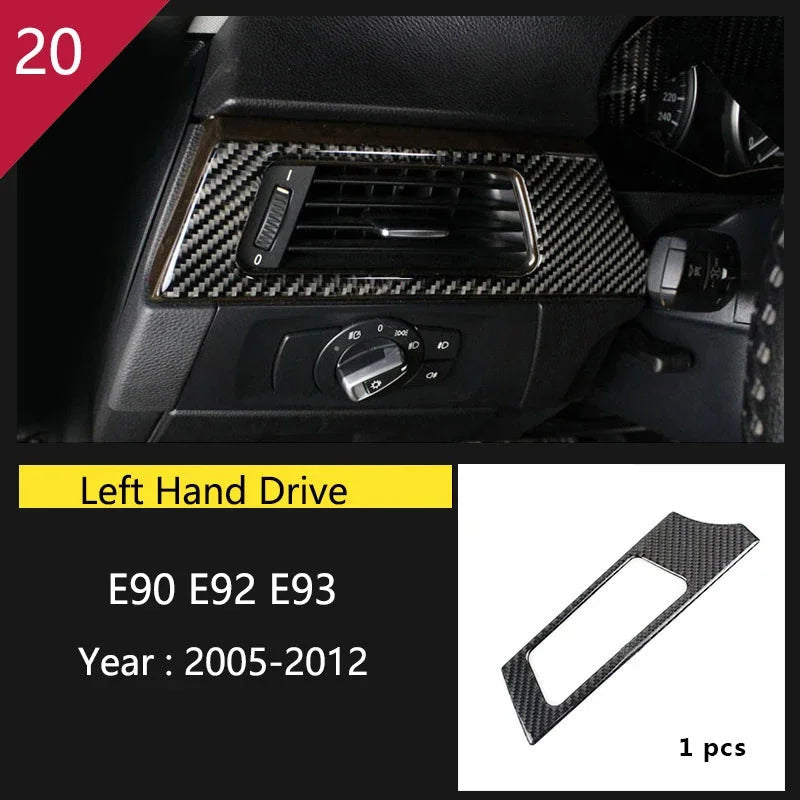 Carbon Fiber For BMW 3 Series E90 E92 E93 Inner Gearshift Air Conditioning CD Panel Door Armrest Cover Trim Sticker Accessories