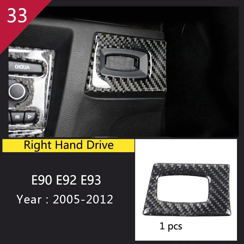 Carbon Fiber For BMW 3 Series E90 E92 E93 Inner Gearshift Air Conditioning CD Panel Door Armrest Cover Trim Sticker Accessories