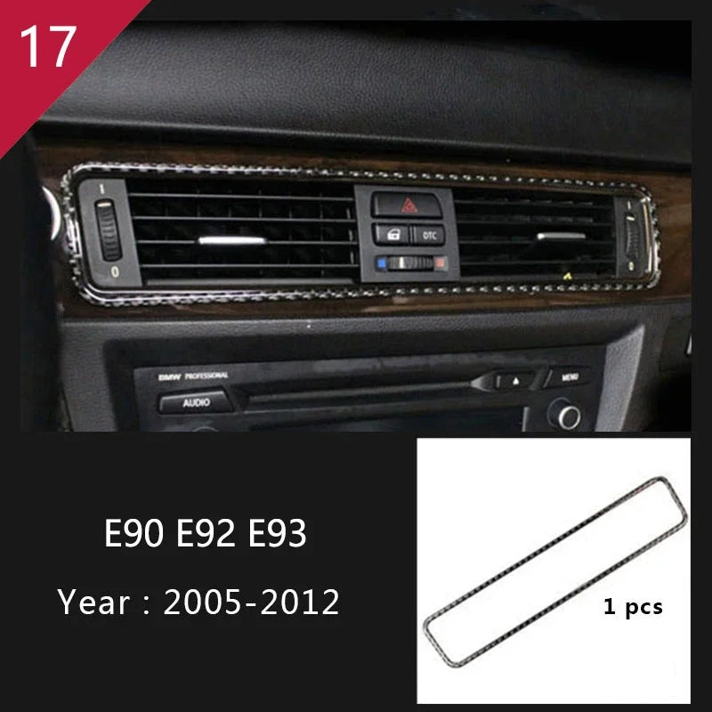 Carbon Fiber For BMW 3 Series E90 E92 E93 Inner Gearshift Air Conditioning CD Panel Door Armrest Cover Trim Sticker Accessories