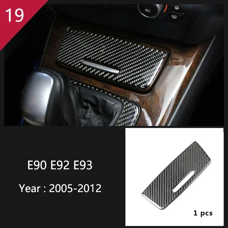 Carbon Fiber For BMW 3 Series E90 E92 E93 Inner Gearshift Air Conditioning CD Panel Door Armrest Cover Trim Sticker Accessories