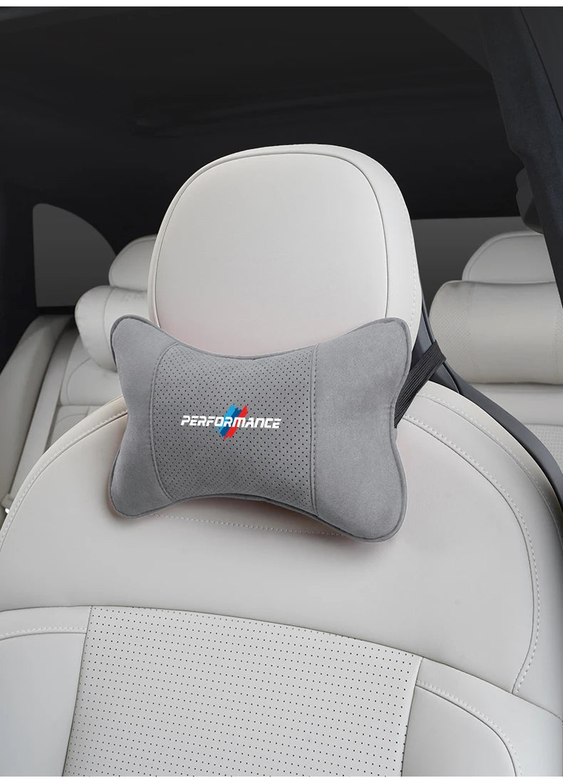Suede Headrest Car Breathable Memory Foam Neck Pillow For BMW Performance F30 F10 X2 X3 E34 E53 GT G30 i3 F02 M3 M4 F94 F07 F34
