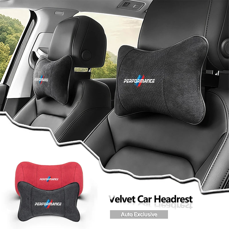Suede Headrest Car Breathable Memory Foam Neck Pillow For BMW Performance F30 F10 X2 X3 E34 E53 GT G30 i3 F02 M3 M4 F94 F07 F34