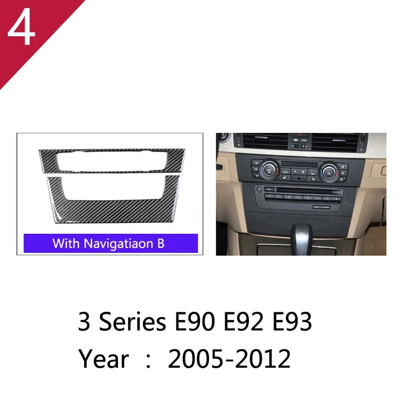 Carbon Fiber For BMW 3 Series E90 E92 E93 Inner Gearshift Air Conditioning CD Panel Door Armrest Cover Trim Sticker Accessories