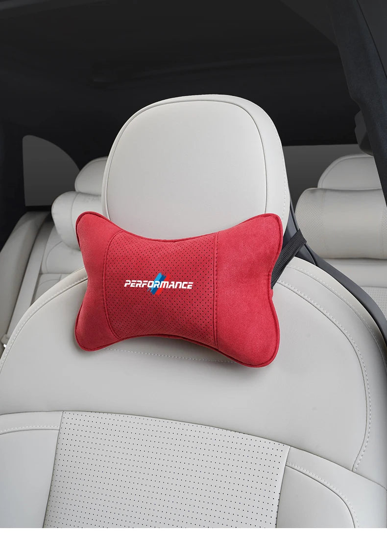 Suede Headrest Car Breathable Memory Foam Neck Pillow For BMW Performance F30 F10 X2 X3 E34 E53 GT G30 i3 F02 M3 M4 F94 F07 F34