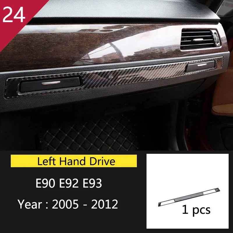 Carbon Fiber For BMW 3 Series E90 E92 E93 Inner Gearshift Air Conditioning CD Panel Door Armrest Cover Trim Sticker Accessories