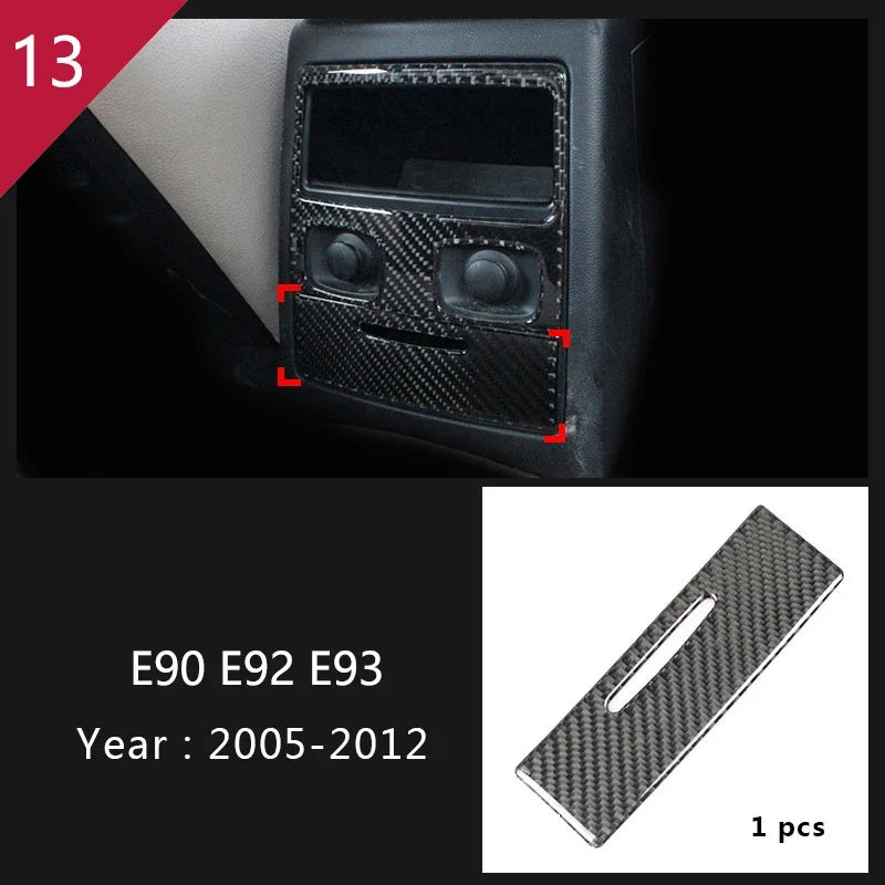 Carbon Fiber For BMW 3 Series E90 E92 E93 Inner Gearshift Air Conditioning CD Panel Door Armrest Cover Trim Sticker Accessories