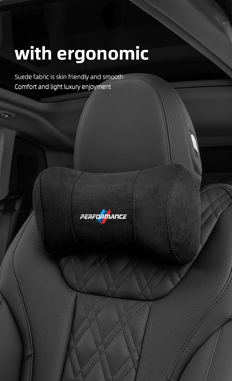 Suede Headrest Car Breathable Memory Foam Neck Pillow For BMW Performance F30 F10 X2 X3 E34 E53 GT G30 i3 F02 M3 M4 F94 F07 F34
