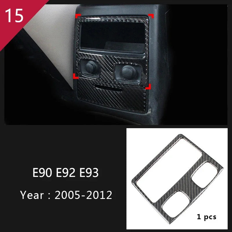 Carbon Fiber For BMW 3 Series E90 E92 E93 Inner Gearshift Air Conditioning CD Panel Door Armrest Cover Trim Sticker Accessories