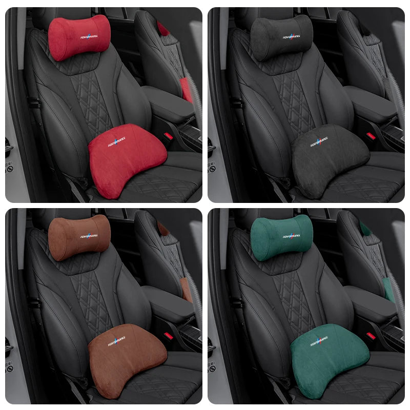 Suede Headrest Car Breathable Memory Foam Neck Pillow For BMW Performance F30 F10 X2 X3 E34 E53 GT G30 i3 F02 M3 M4 F94 F07 F34