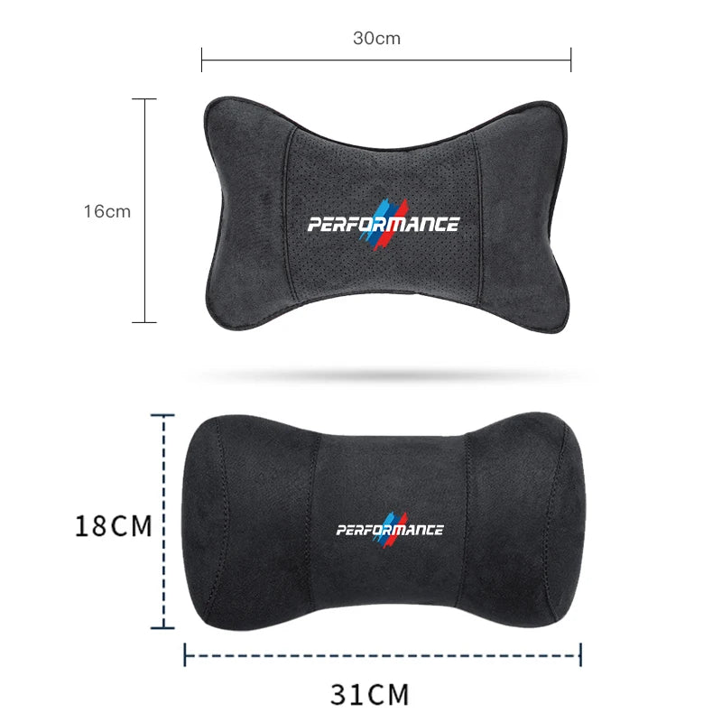Suede Headrest Car Breathable Memory Foam Neck Pillow For BMW Performance F30 F10 X2 X3 E34 E53 GT G30 i3 F02 M3 M4 F94 F07 F34
