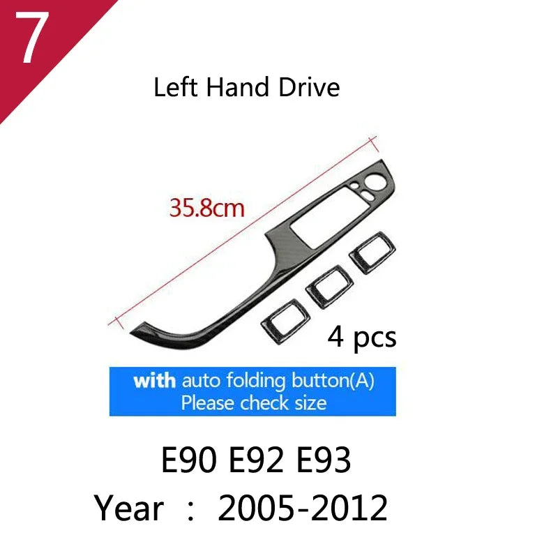 Carbon Fiber For BMW 3 Series E90 E92 E93 Inner Gearshift Air Conditioning CD Panel Door Armrest Cover Trim Sticker Accessories