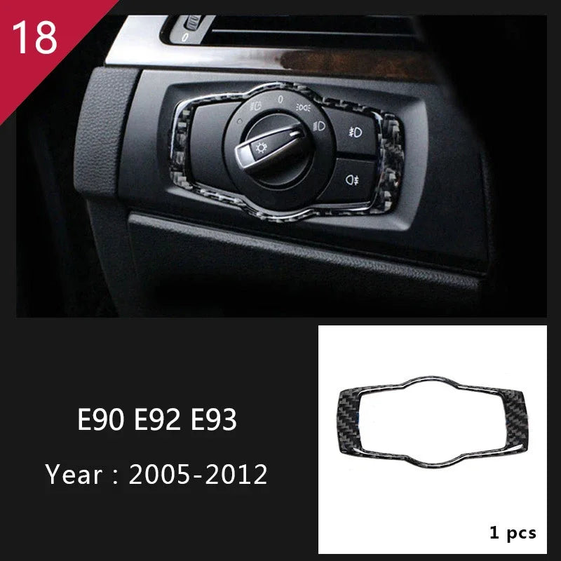 Carbon Fiber For BMW 3 Series E90 E92 E93 Inner Gearshift Air Conditioning CD Panel Door Armrest Cover Trim Sticker Accessories