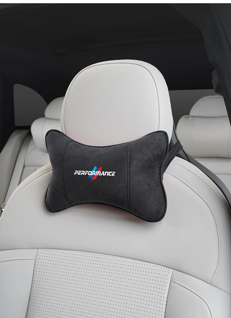 Suede Headrest Car Breathable Memory Foam Neck Pillow For BMW Performance F30 F10 X2 X3 E34 E53 GT G30 i3 F02 M3 M4 F94 F07 F34