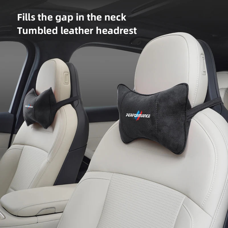 Suede Headrest Car Breathable Memory Foam Neck Pillow For BMW Performance F30 F10 X2 X3 E34 E53 GT G30 i3 F02 M3 M4 F94 F07 F34