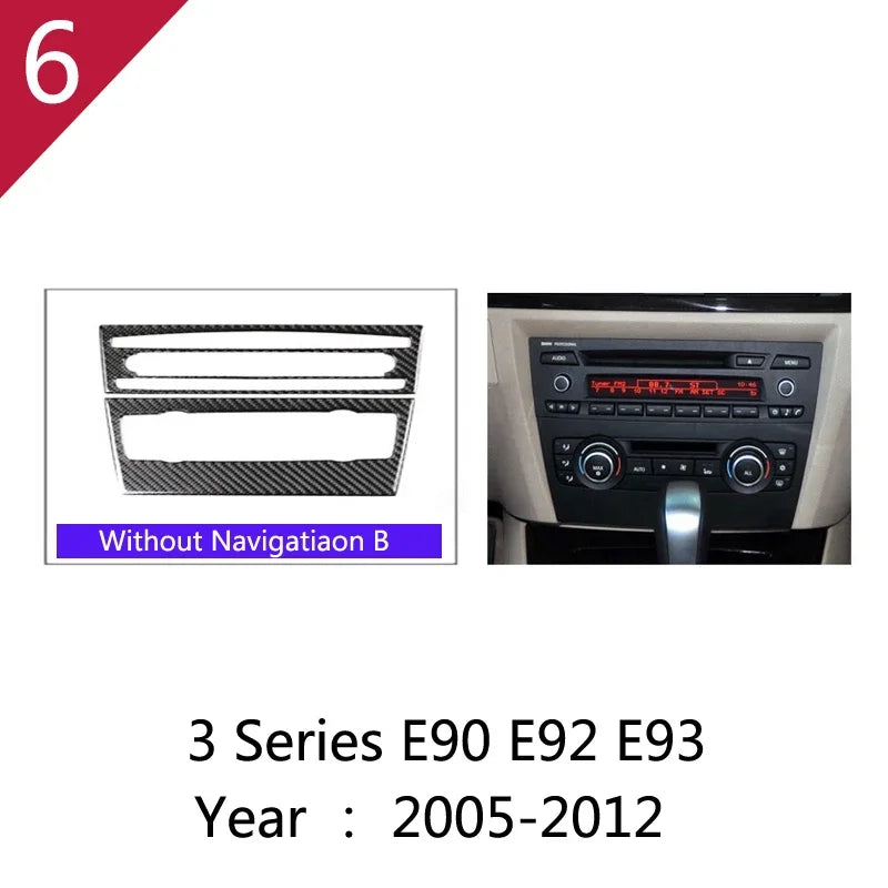 Carbon Fiber For BMW 3 Series E90 E92 E93 Inner Gearshift Air Conditioning CD Panel Door Armrest Cover Trim Sticker Accessories