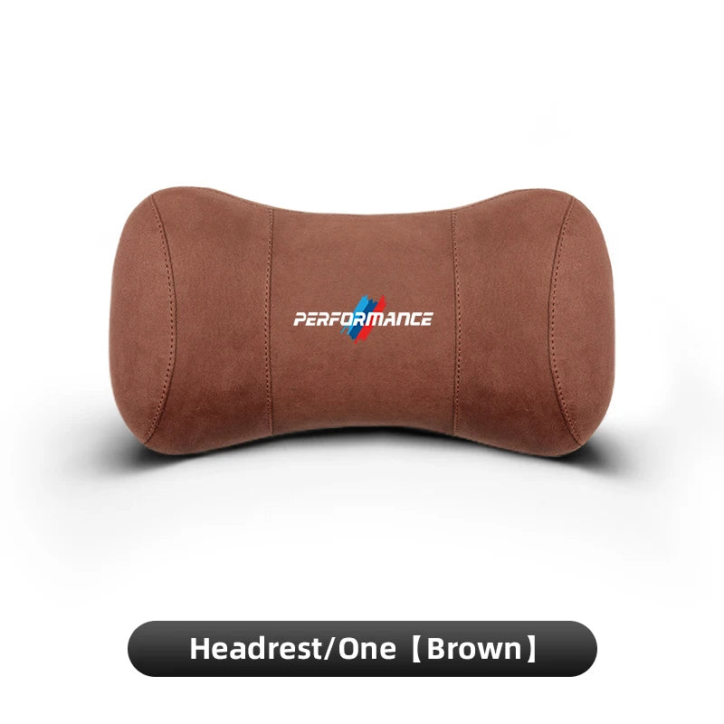 Suede Headrest Car Breathable Memory Foam Neck Pillow For BMW Performance F30 F10 X2 X3 E34 E53 GT G30 i3 F02 M3 M4 F94 F07 F34