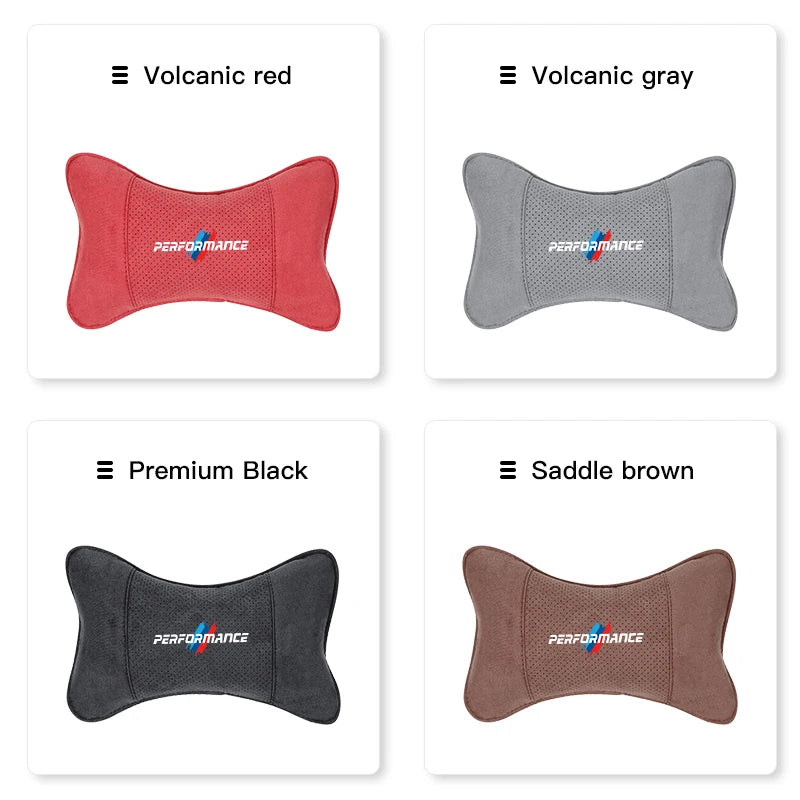 Suede Headrest Car Breathable Memory Foam Neck Pillow For BMW Performance F30 F10 X2 X3 E34 E53 GT G30 i3 F02 M3 M4 F94 F07 F34