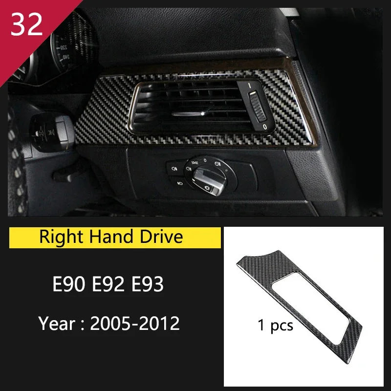 Carbon Fiber For BMW 3 Series E90 E92 E93 Inner Gearshift Air Conditioning CD Panel Door Armrest Cover Trim Sticker Accessories